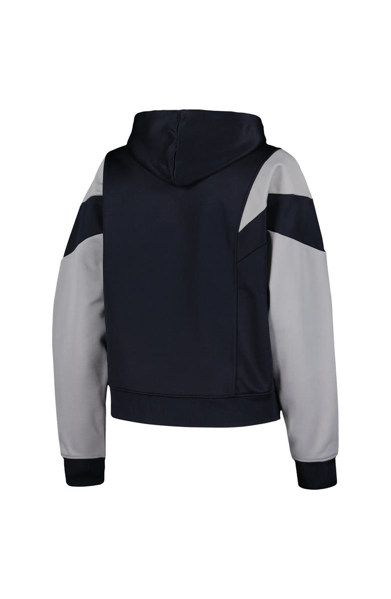 New Era Women's New Era Navy New York Yankees Color Block Fleece Quarter-Zip Hoodie, Alternate, color,