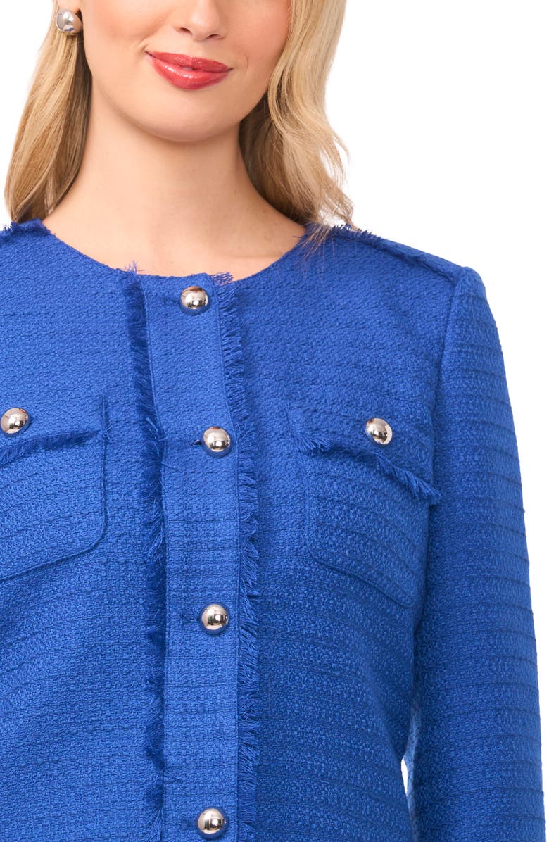 Vince Camuto Crop Tweed Jacket, Alternate, color, Deep Blue
