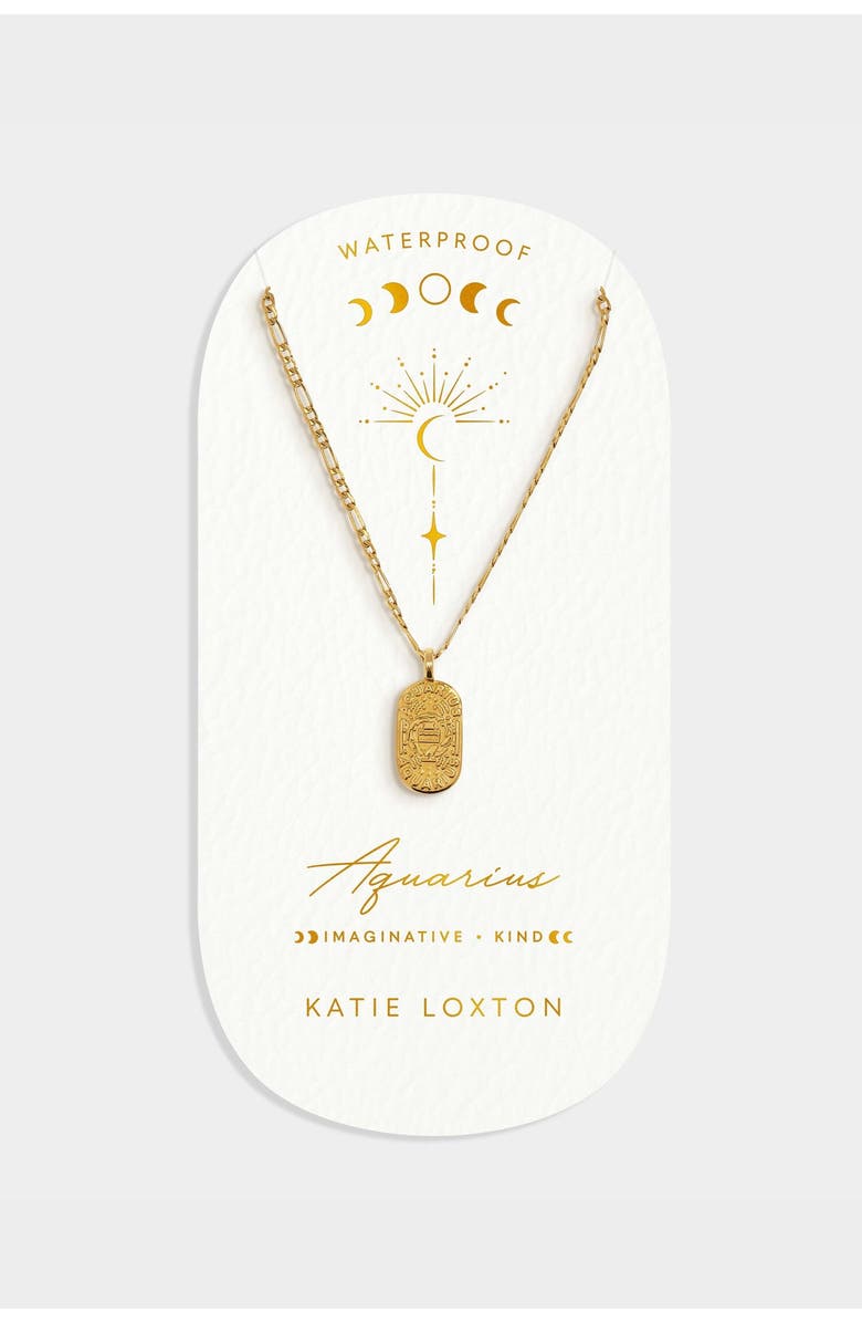 Katie Loxton 'Aquarius' Waterproof Gold Zodiac Necklace, Alternate, color, Gold