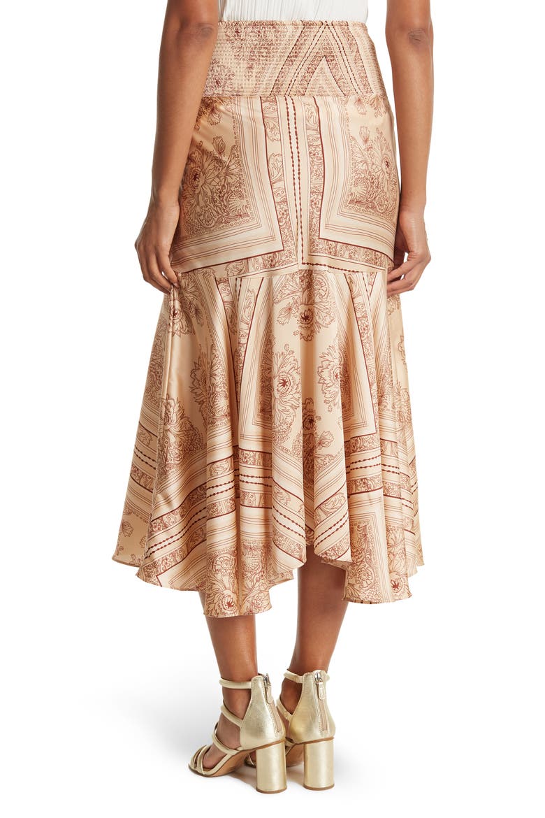 Hampton Tie Front Midi Skirt, Alternate, color, LATTE COMBO