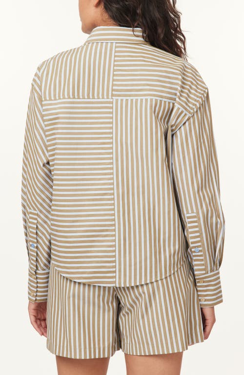 Scotch & Soda Mixed Stripe Crop Button-up Shirt In Green