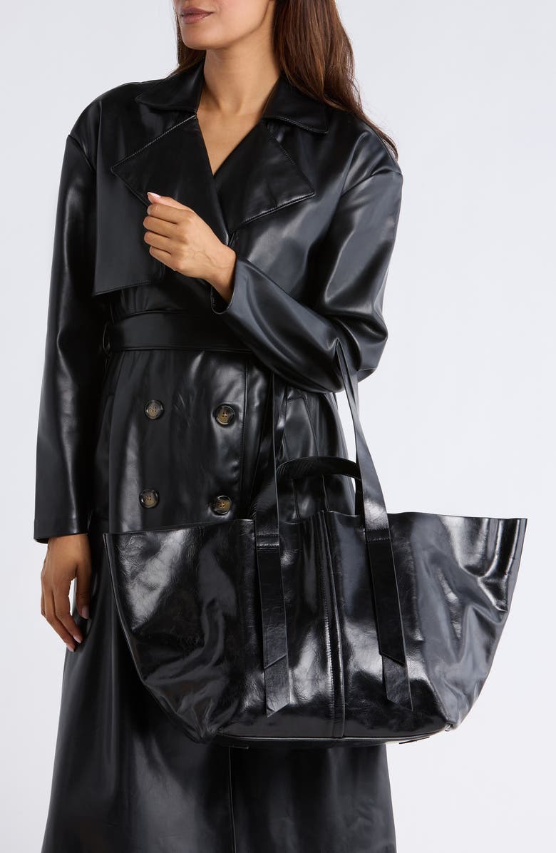 AllSaints Jacqueline Leather Tote, Alternate, color, Black