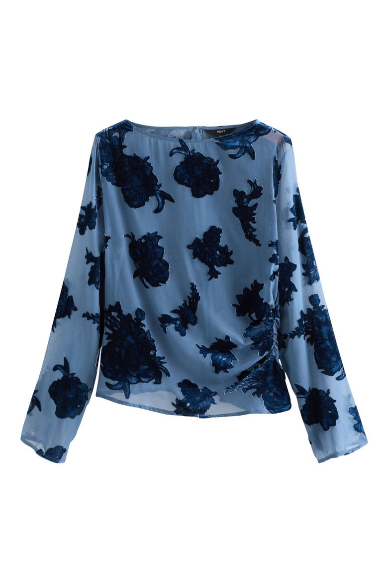 Flocked Mesh Top, Alternate, color, BLUE