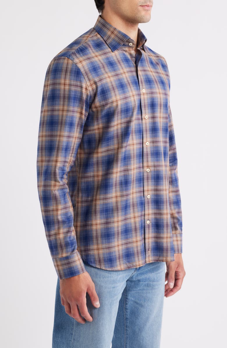 johnnie-O Angelos Plaid Cotton Button-Up Shirt, Alternate, color, Hazelnut