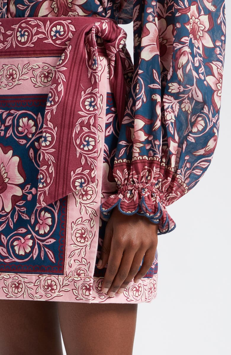 FARM Rio Ainika Charm Overlapped Denim Miniskirt, Alternate, color,