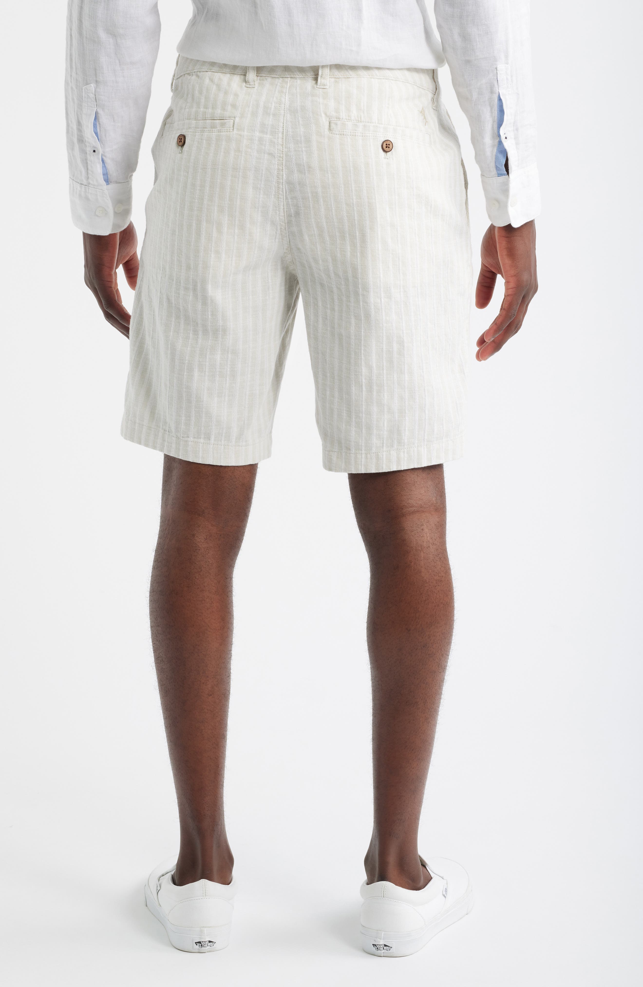 Stripe Cotton Blend Chino Shorts - image 2