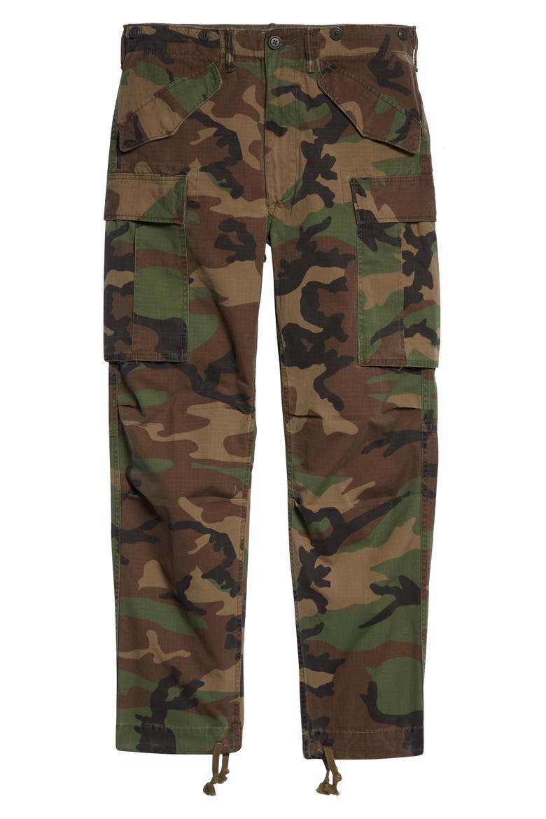 RRL Camo Cotton Ripstop Cargo Pants, Alternate, color, WOODLAND CAMO