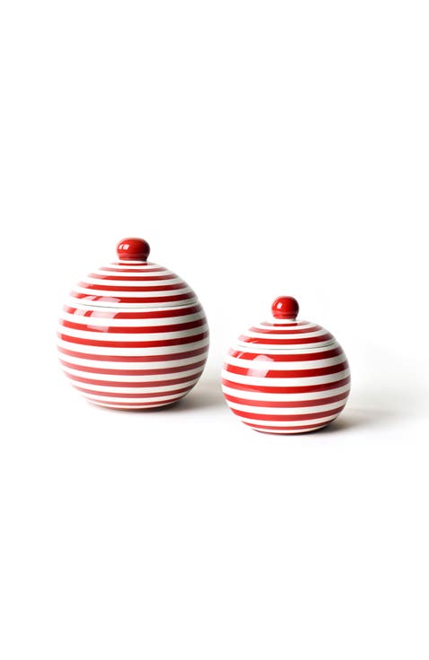 Red Stripe Lollipop Jar 2 Piece Set