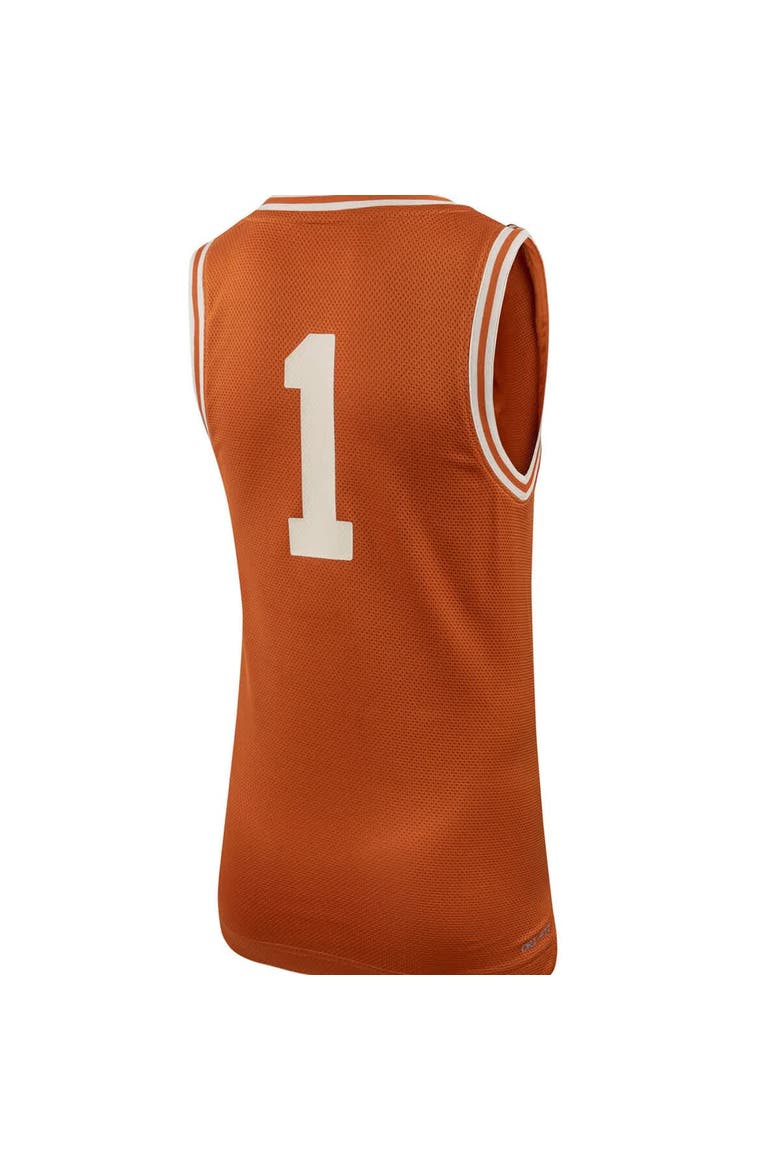 Youth Nike #1 Texas Orange Texas Longhorns Icon Replica Basketball Jersey, Alternate, color, Burnt Orange