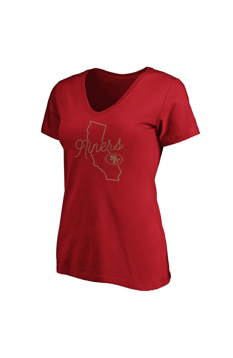 FANATICS Women's Fanatics Scarlet San Francisco 49ers Iconic Script State V-Neck T-Shirt, Alternate, color, Scarlet