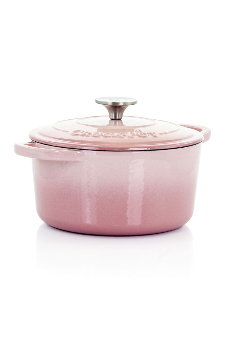 Crock-pot Artisan 2 Piece 3 Quarts Enamled Cast Iron Dutch Oven, Main, color, Blush Pink