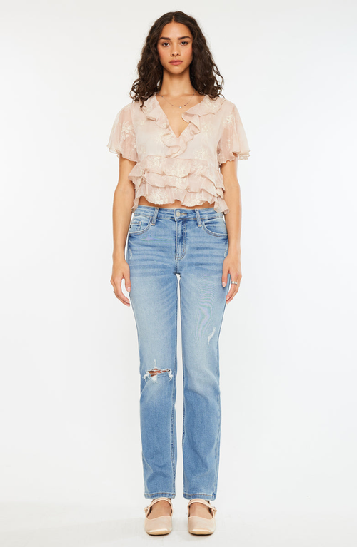 Kancan Florence Essentials High Rise Slim Straight Jeans In Neutral