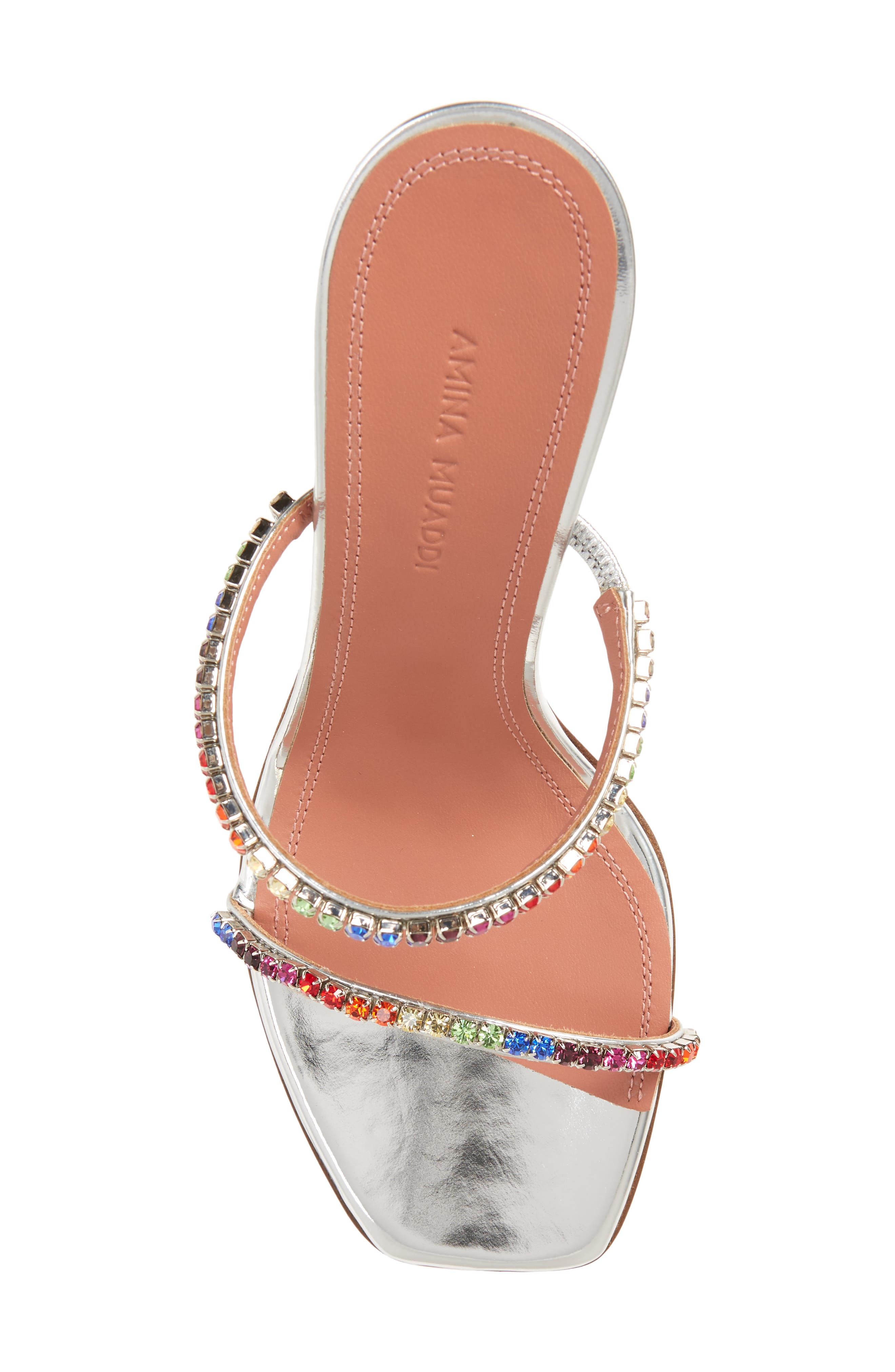 Amina Muaddi Gilda Crystal Sandal, Alternate, color, 
