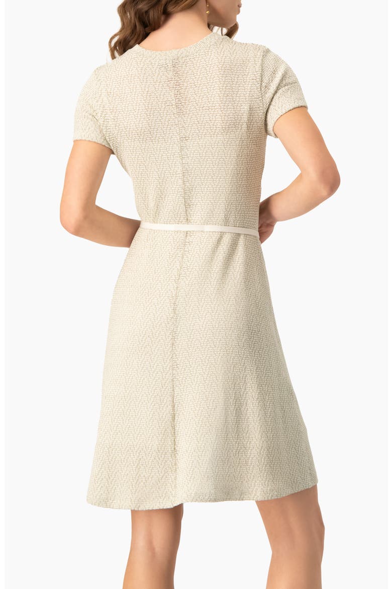 Women's Short Sleeve Textured Knit A-Line Dress, Alternate, color, Gold