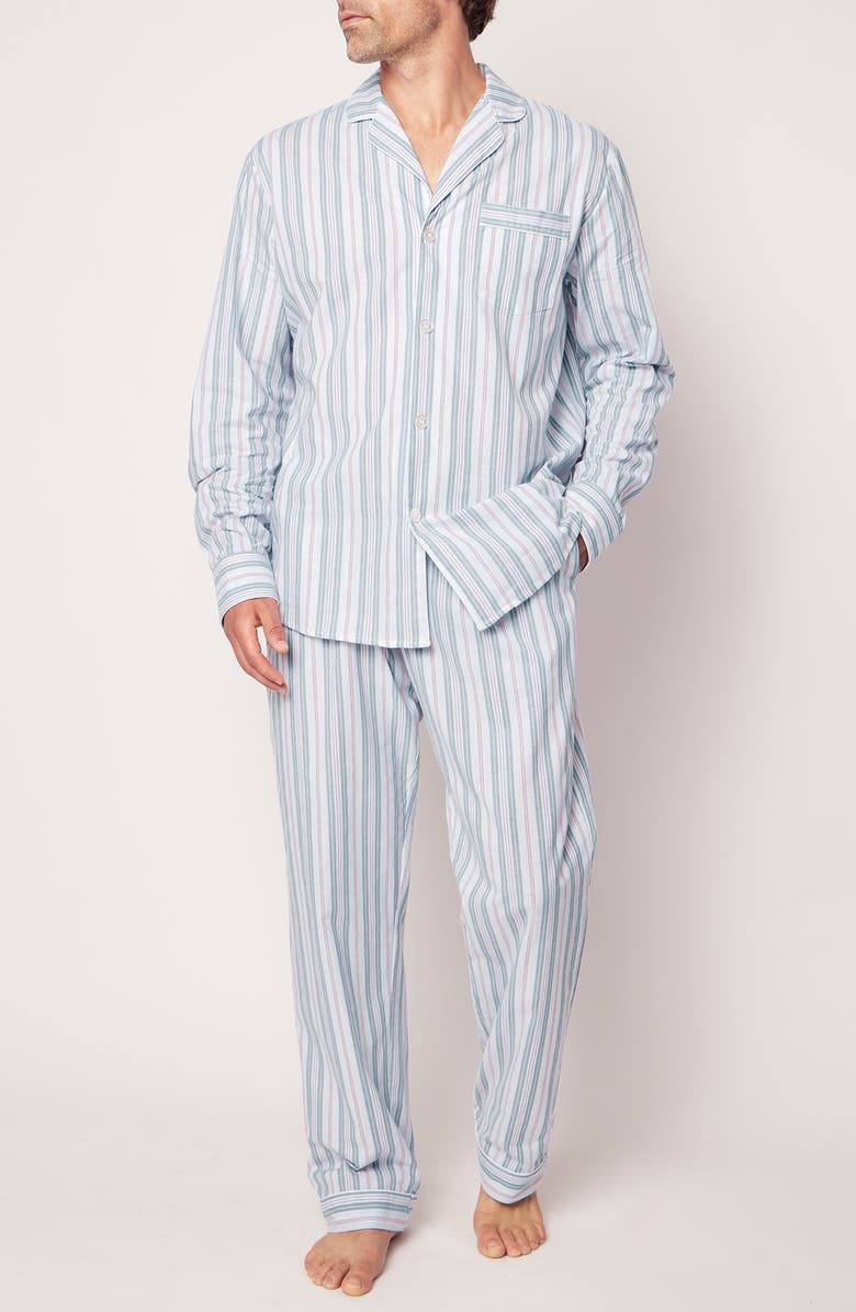 Petite Plume Featherweight Stripe Pima Cotton Pajamas, Main, color, Blue