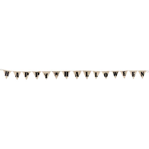 LED Lighted Happy Halloween Burlap Banner - 18.75"