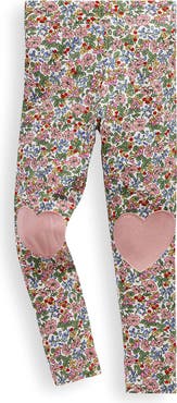 Mini Boden Kids' Floral Heart Appliqué Cotton Leggings