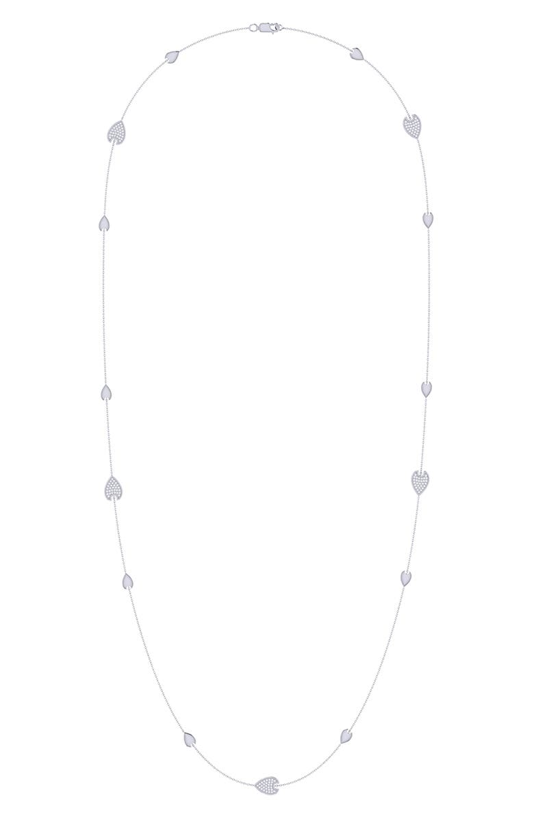 LuvMyJewelry Avani Raindrop Diamond Station Necklace, Main, color, Silver