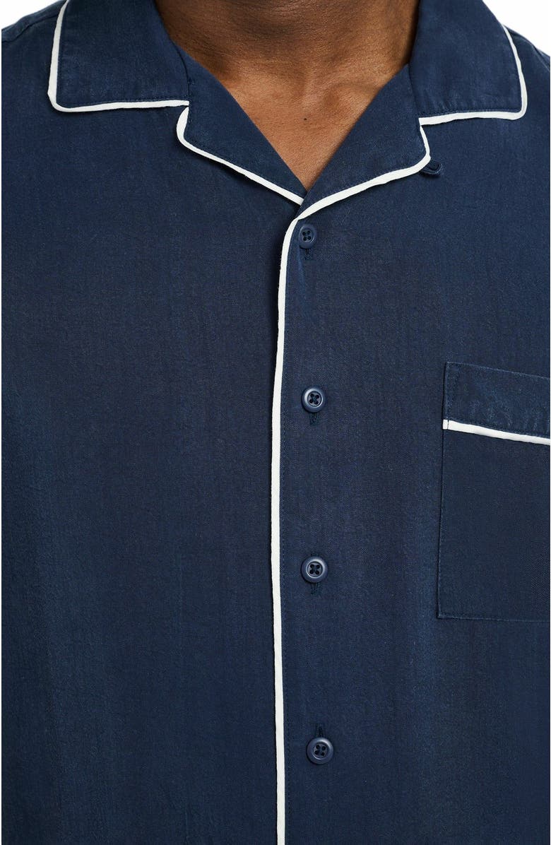 Onia Piped Tencel Convertible Vacation Shirt, Alternate, color, Deep Navy/White