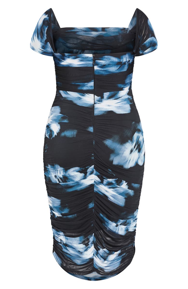 City Chic Floral Print Off the Shoulder Dress, Alternate, color, Teal Floral