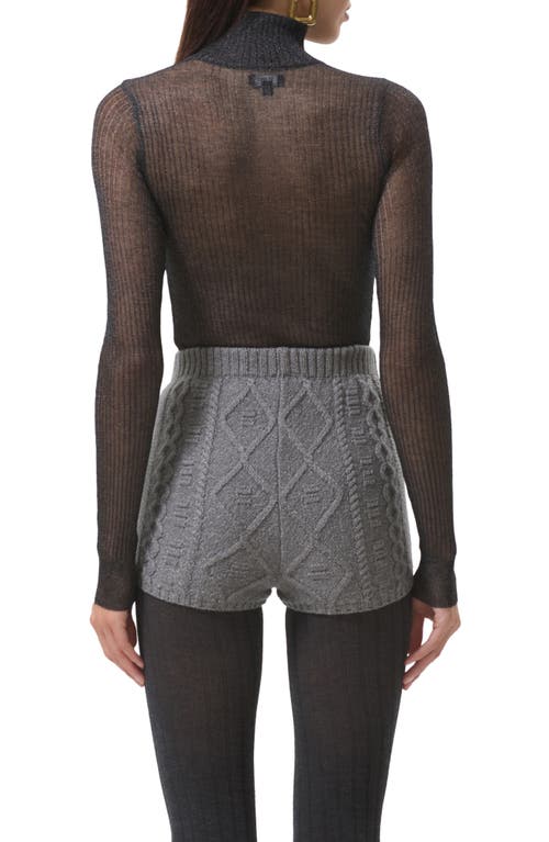 Afrm Bristol Metallic Semisheer Mock Neck Top In Black