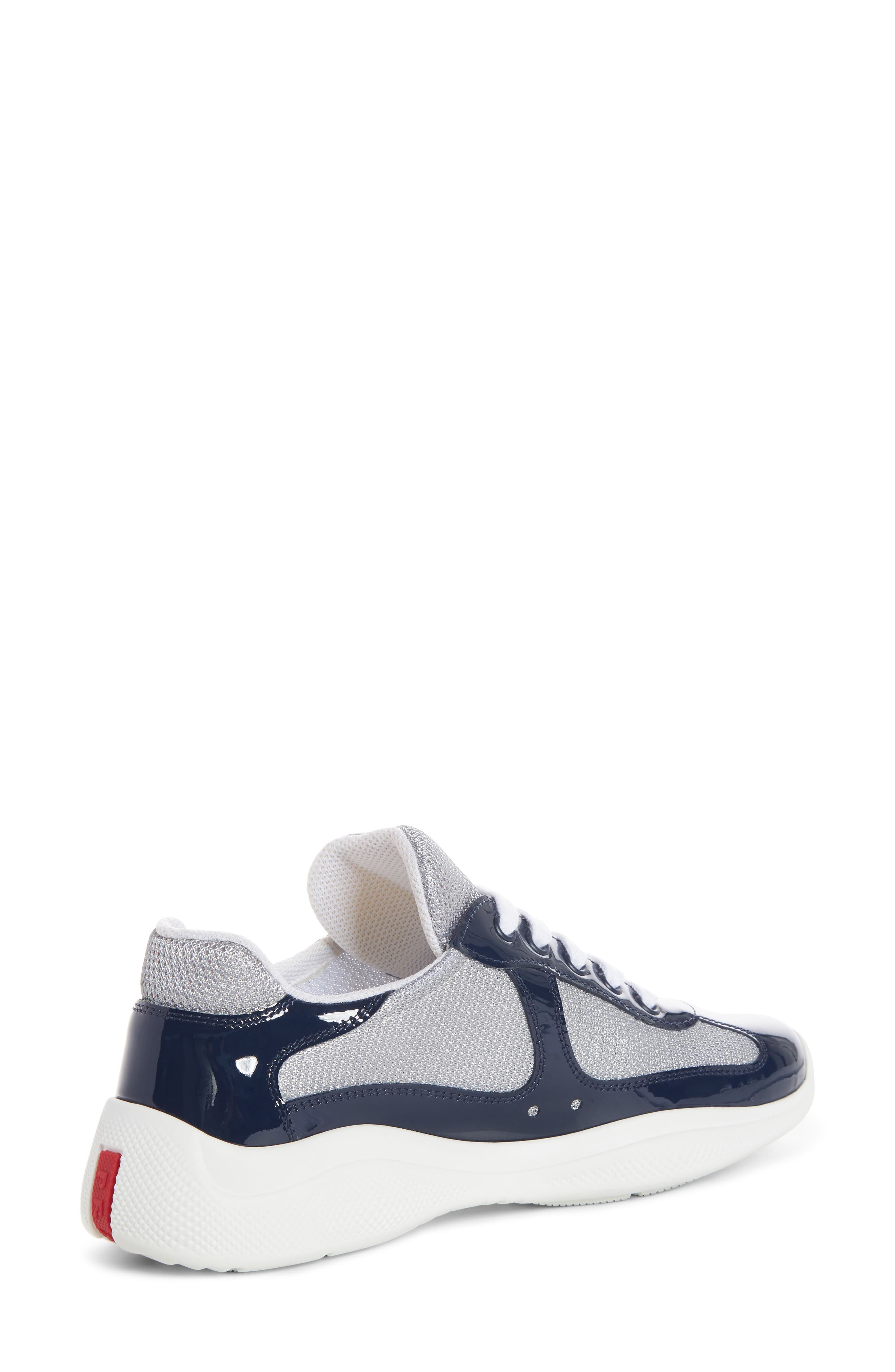 Prada Logo Low Top Sneaker, Alternate, color, Royal Patent