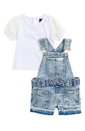 7 For All Mankind Babies'  Eyelet Top & Shortall Set