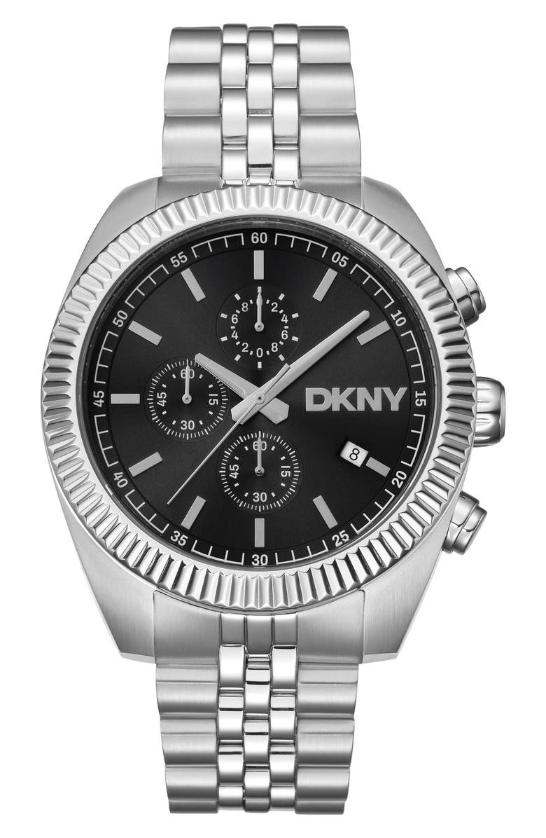 DKNY Chronograph Watch, 42mm, Main, color, Black/Silver