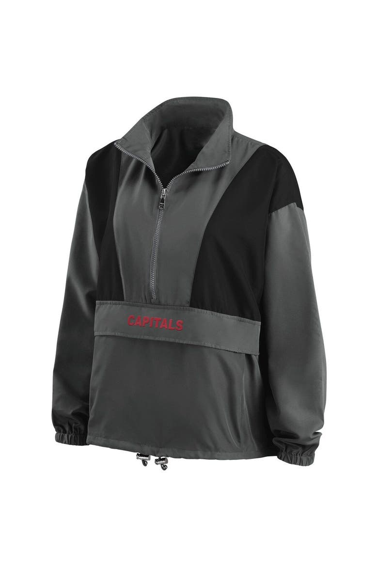 Women's WEAR by Erin Andrews Charcoal Washington Capitals Popover Packable Half-Zip Jacket, Alternate, color, Charcoal