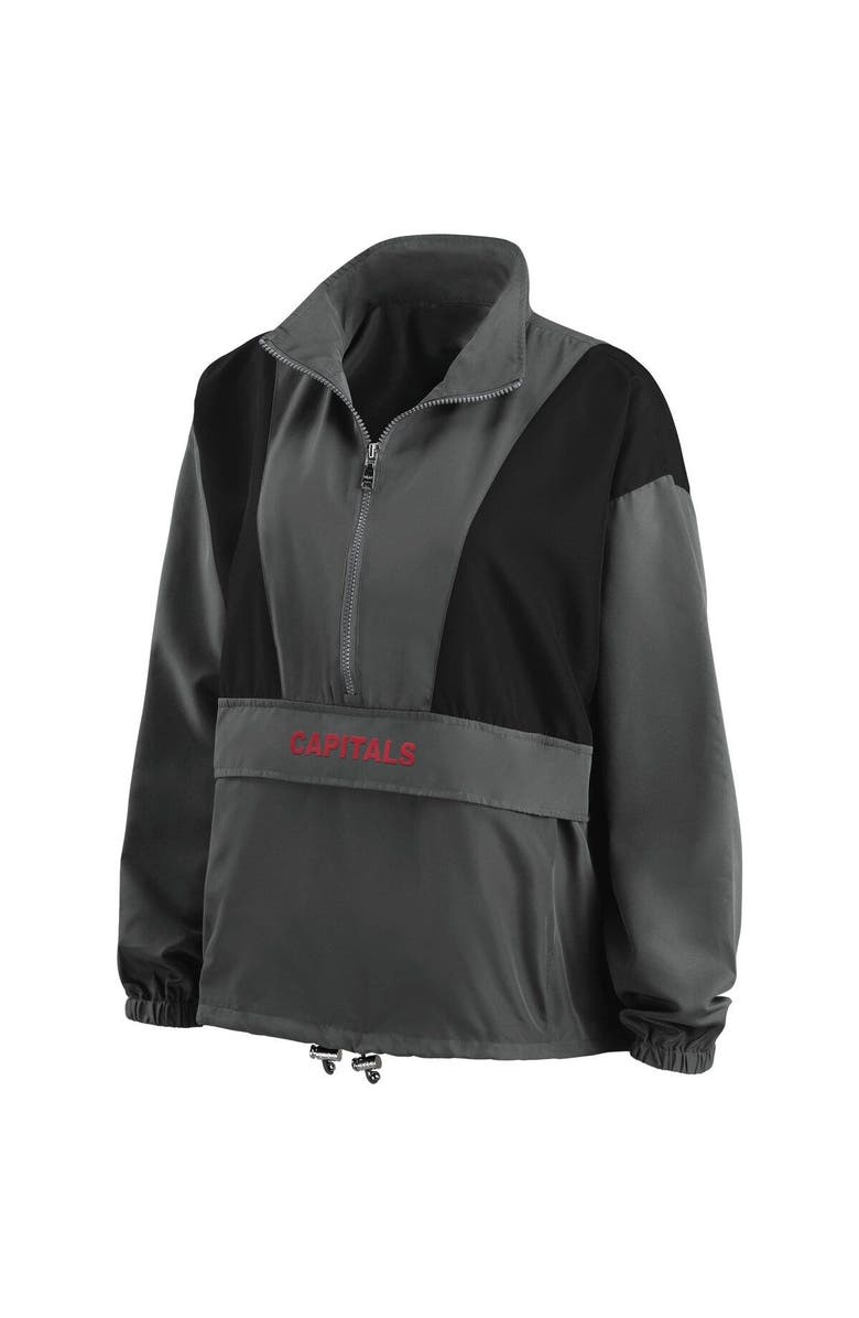 WEAR by Erin Andrews Women's WEAR by Erin Andrews Charcoal Washington Capitals Popover Packable Half-Zip Jacket, Alternate, color, 