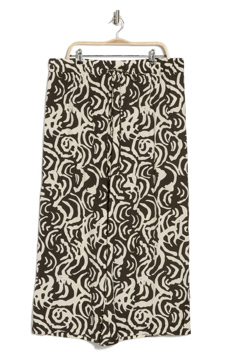 Adrianna Papell Print Wide Leg Drawstring Pants, Alternate, color, Choc Walnut/ Cream Large Swirl