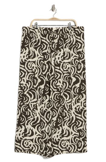ADRIANNA PAPELL ADRIANNA PAPELL PRINT WIDE LEG DRAWSTRING PANTS 