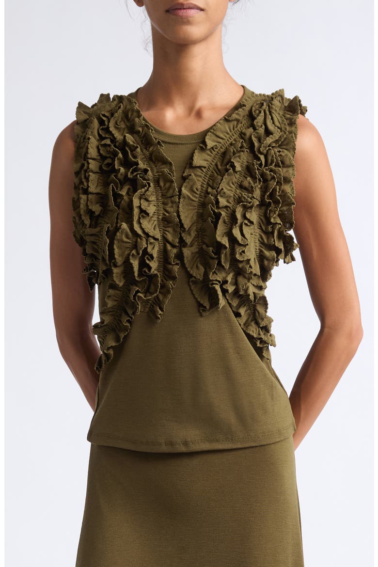 Vesna Ruffle Wool Jersey Top, Main, color, LODEN