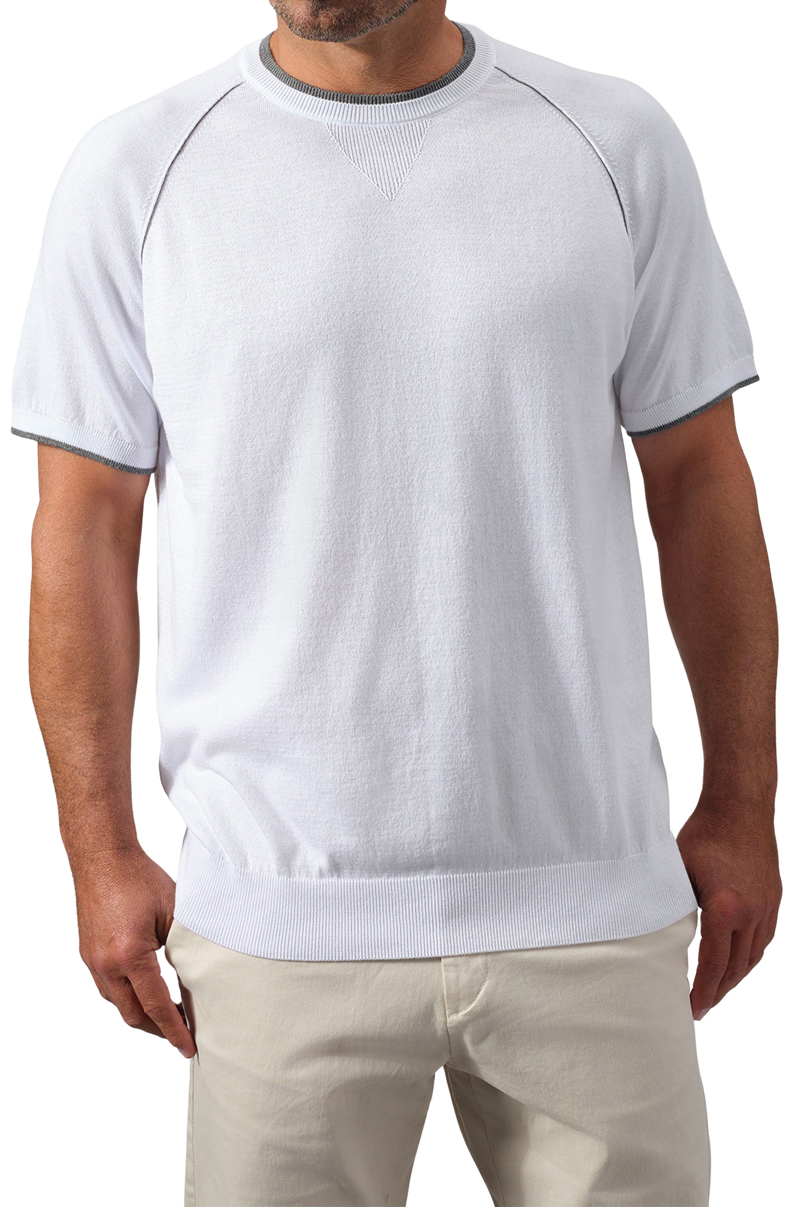 STUDIO GARNET LOS ANGELES Contrast Stitch Short Sleeve Sweater