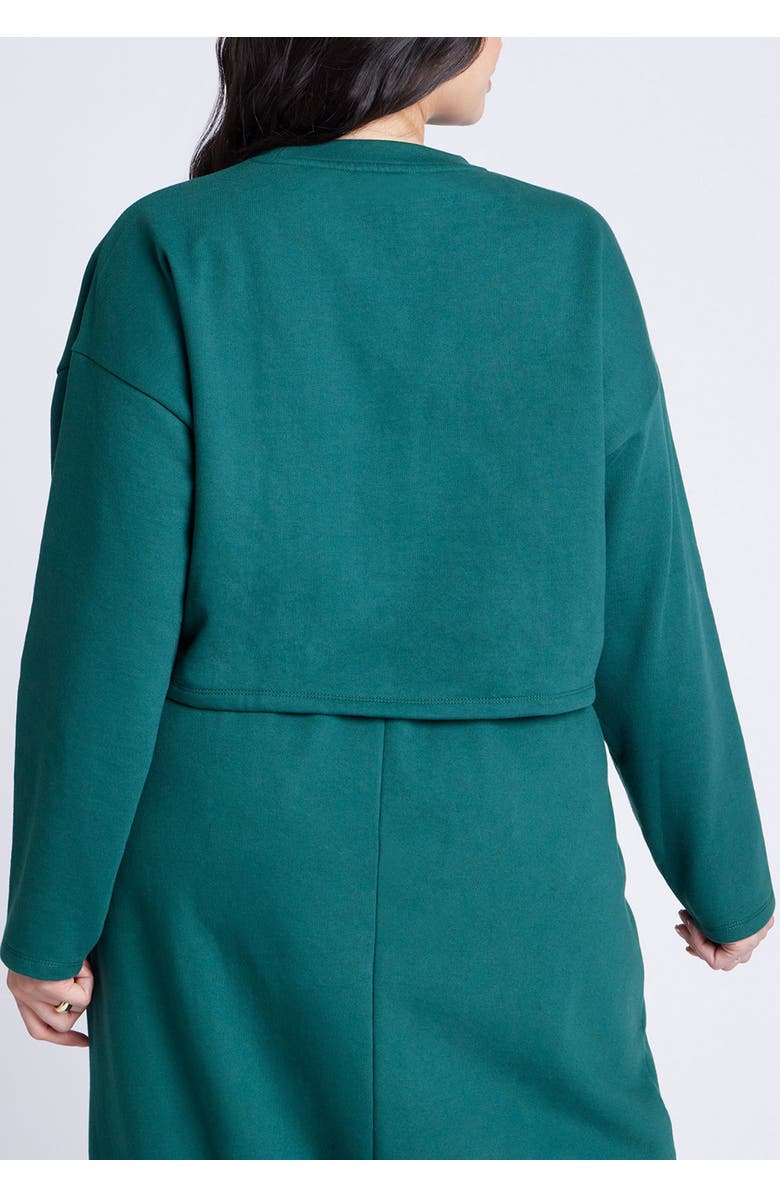 ELOQUII Oversized Cropped Sweatshirt, Alternate, color, Deep Pine Green
