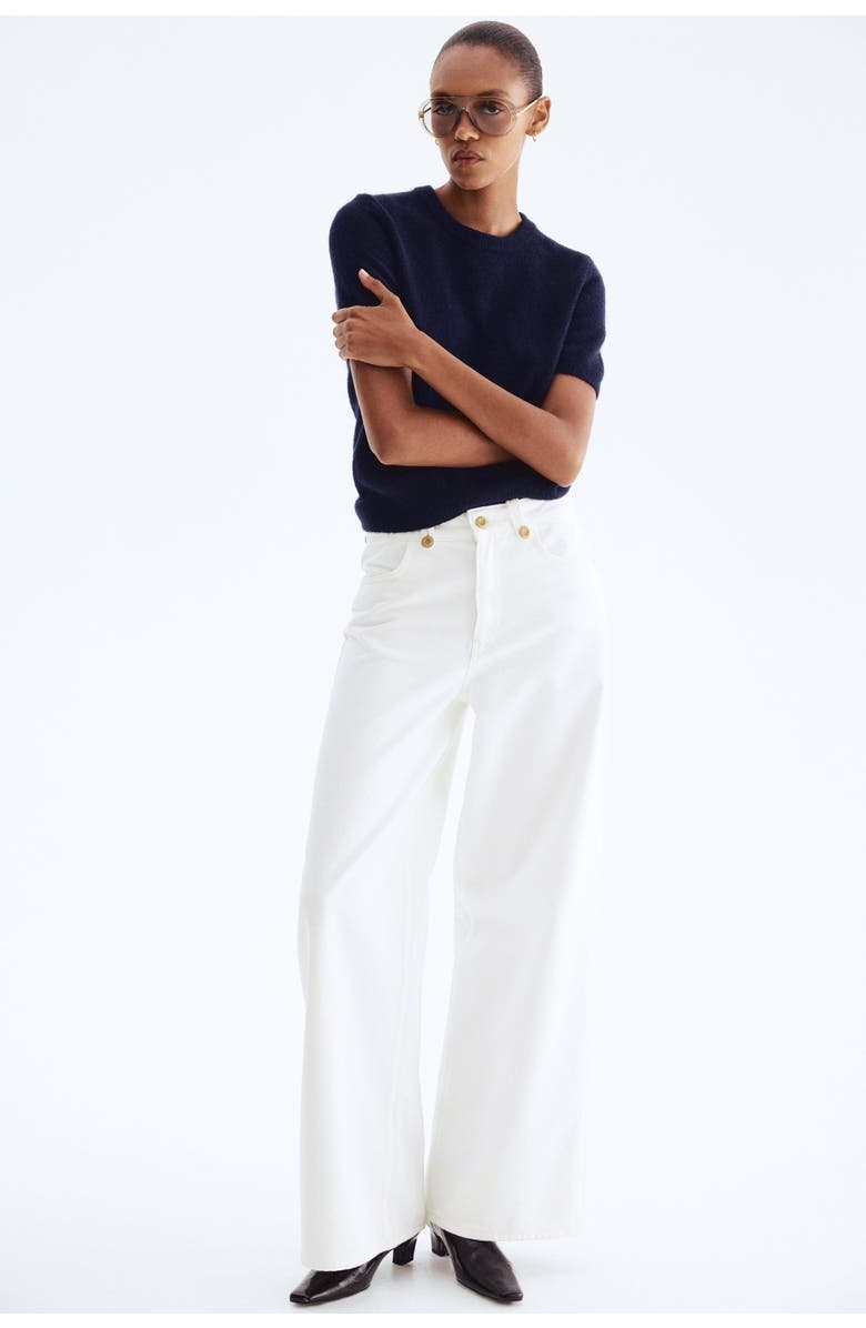 H&M Wide High Jeans, Main, color, White