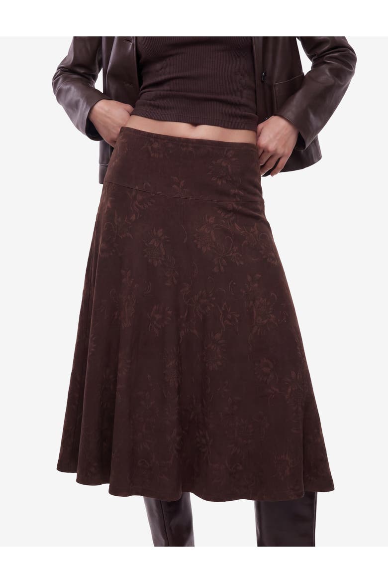 Floral A-Line Midi Skirt, Alternate, color, BLACK