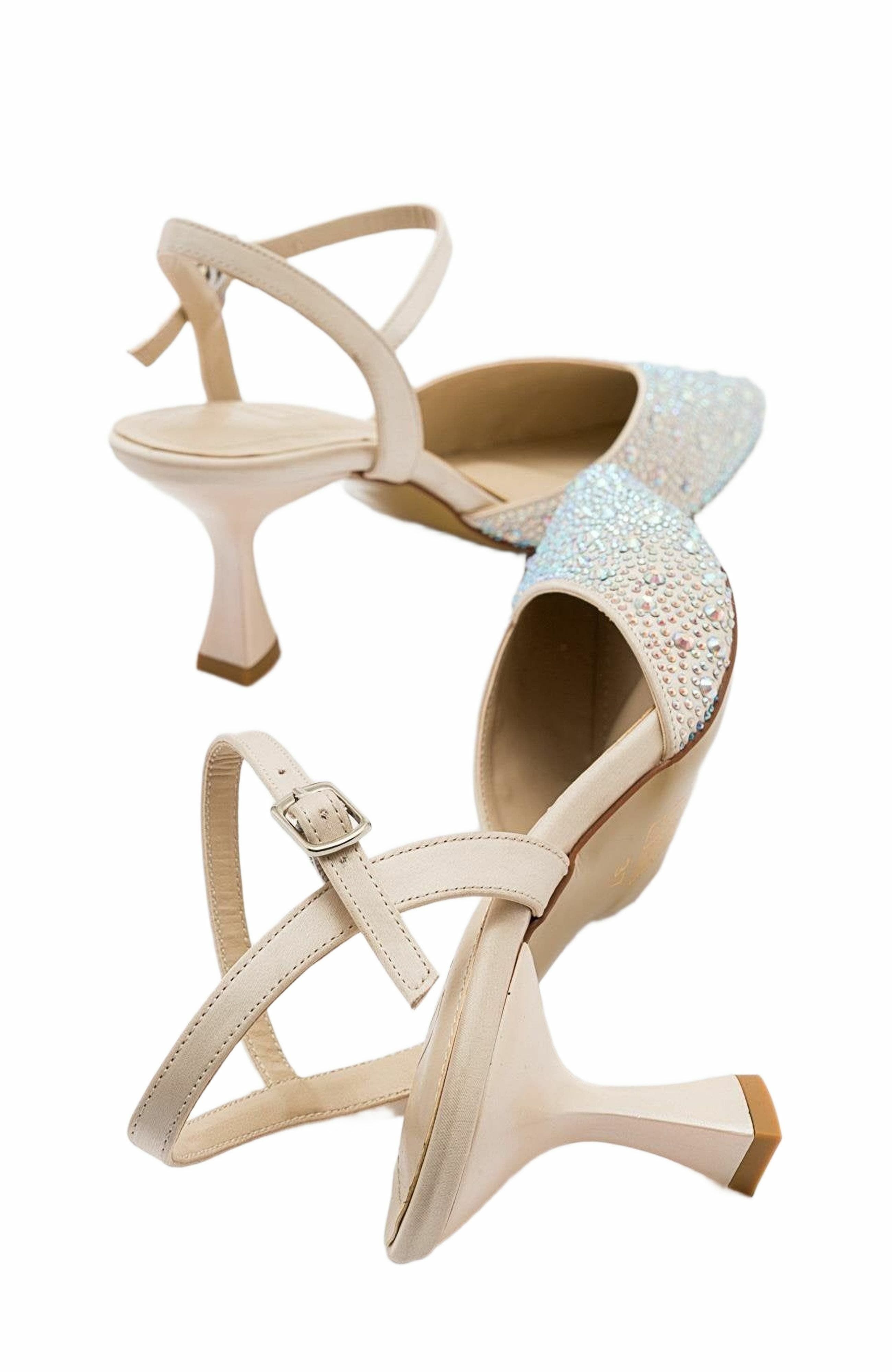 Vilka Embellished Slingback Kitten Heel Pumps, Alternate, color, Beige Faux Leather