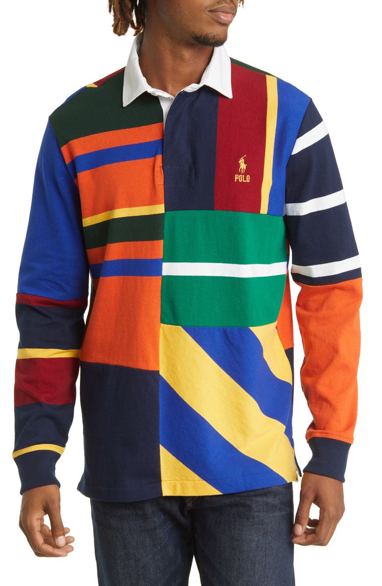 Polo Ralph Lauren Men's Classic Fit Colorblock Long Sleeve Polo, Main, color, 