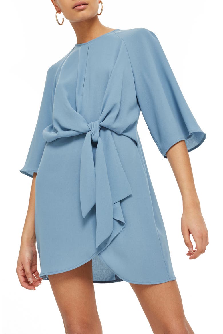 Tie Front Minidress, Main, color, BLUE