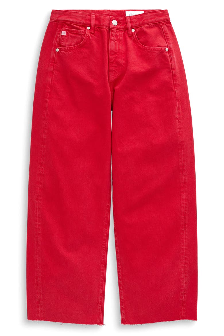 Hattie Raw Hem High Waist Crop Barrel Jeans, Alternate, color, RECORDING RED