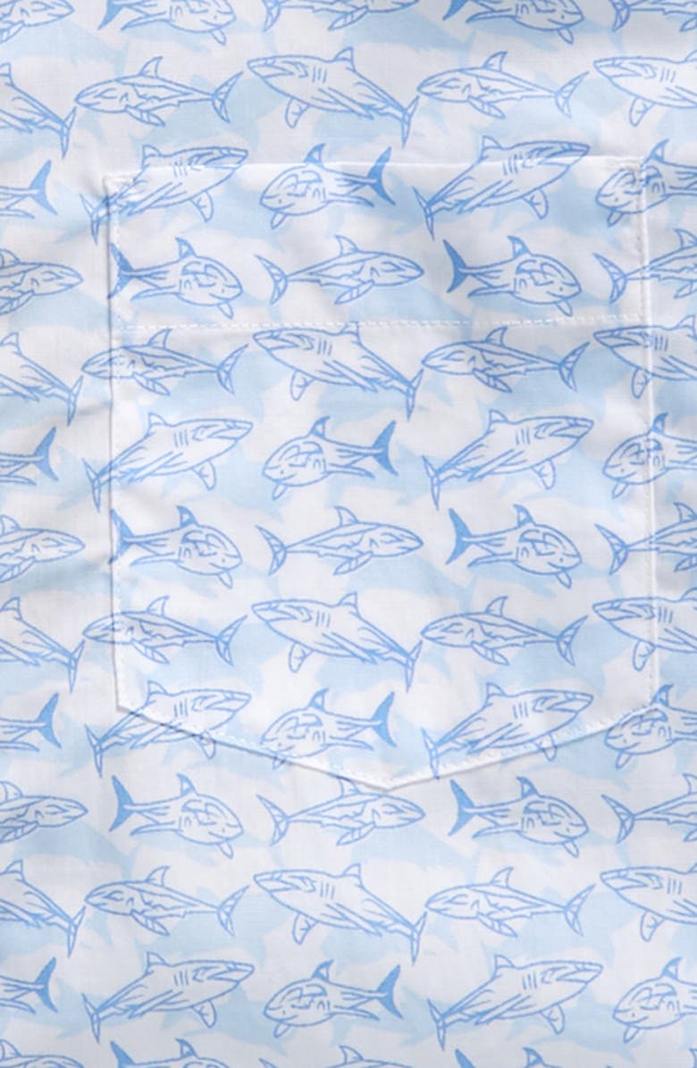 Johnston & Murphy Kids' Shadow Shark Short Sleeve Cotton Button-Down Shirt, Alternate, color, 