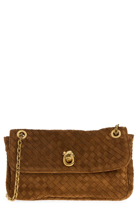 Small Madison Intrecciato Suede Leather Shoulder Bag