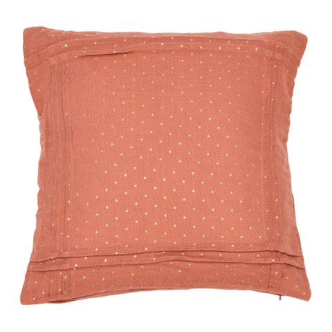 Cotton Double Cloth Pleated Pillow with Gold Foil Dots