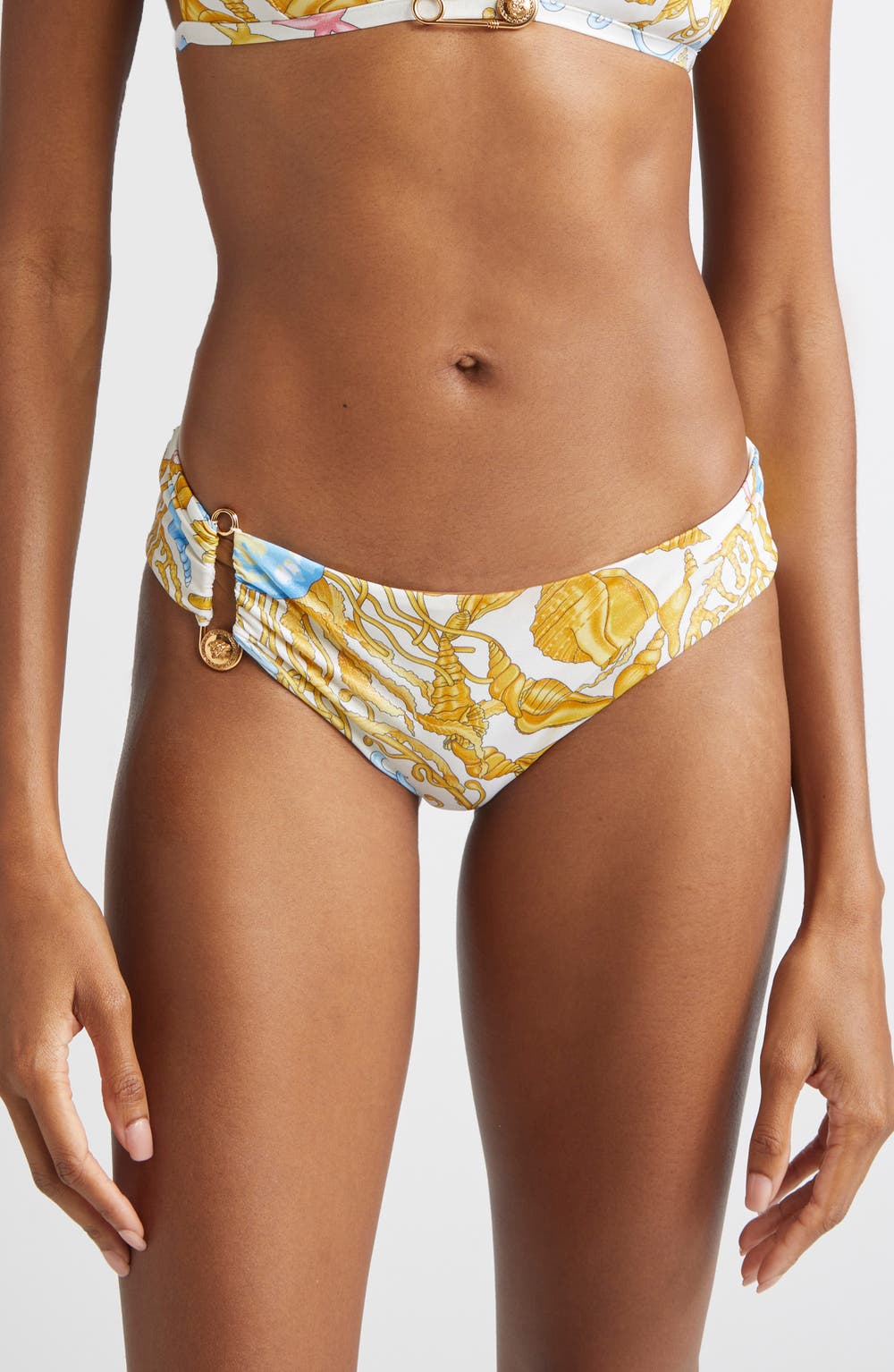 Underwater Barocco Safety Pin Bikini Bottoms, color, EGGSHELL MULTICOLOR