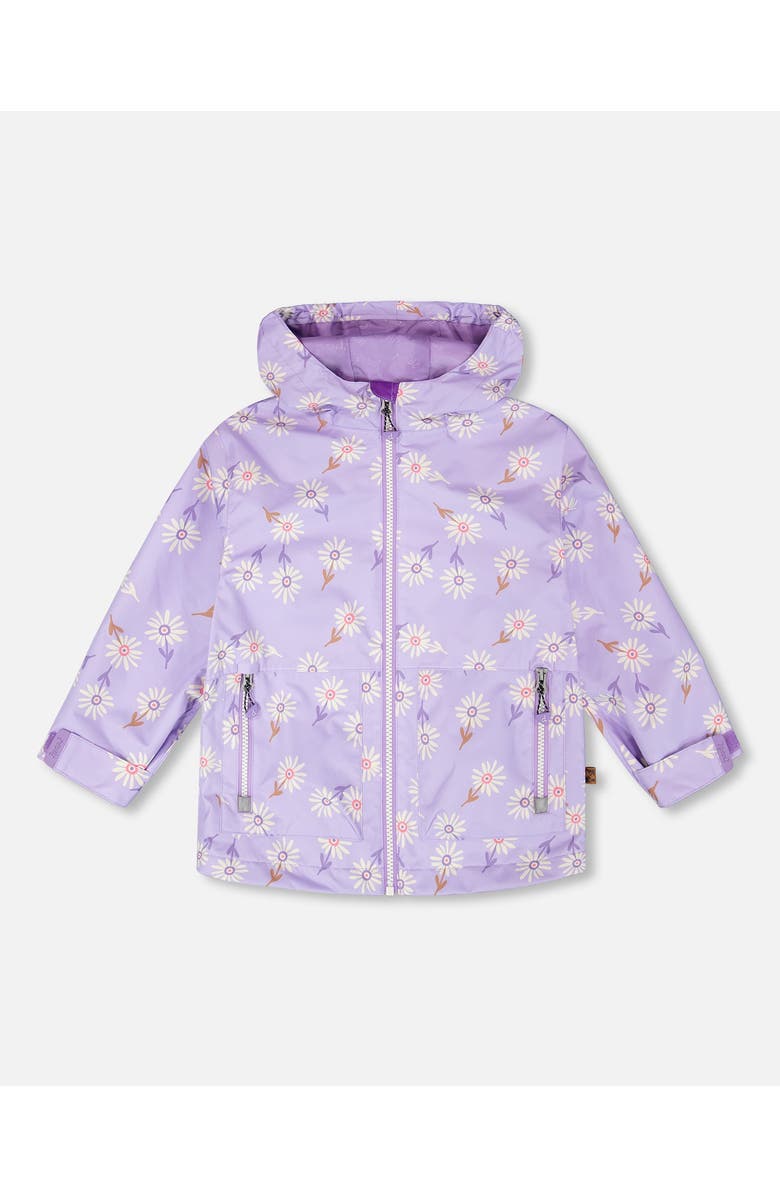 Deux par Deux Mid-Season Daisy Jacket, Main, color, Purple Printed Daisies
