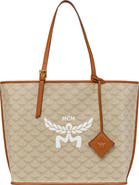 MCM Himmel Lauretos Coated Canvas Shopper Bag