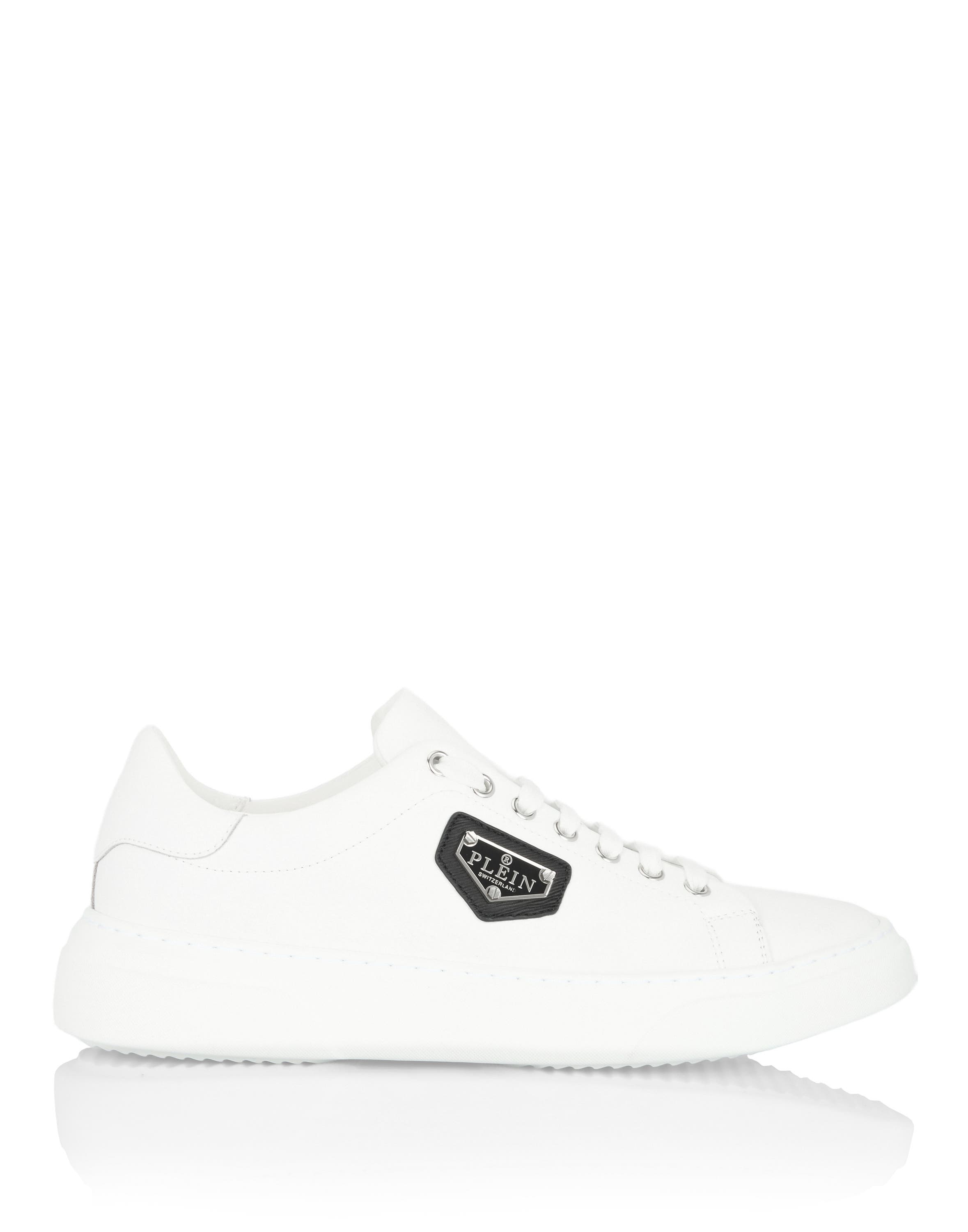Leather Lo-Top Sneakers Iconic Plein Unisex, Alternate, color, white