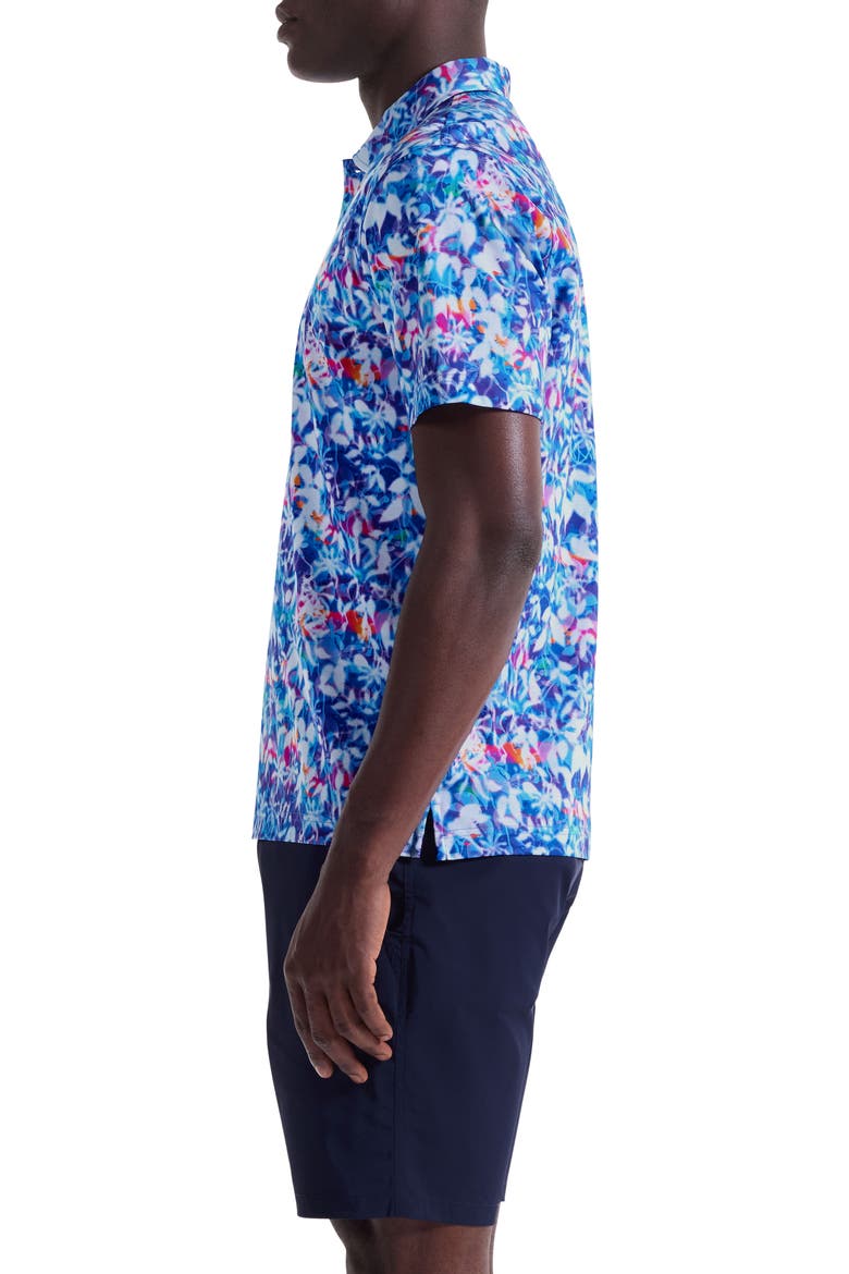 Hendrix Digital Abstract Floral Print Pima Cotton Polo, Alternate, color, CLASSIC BLUE