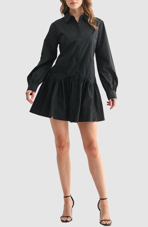 Long Sleeve Ruffle Hem Shirtdress